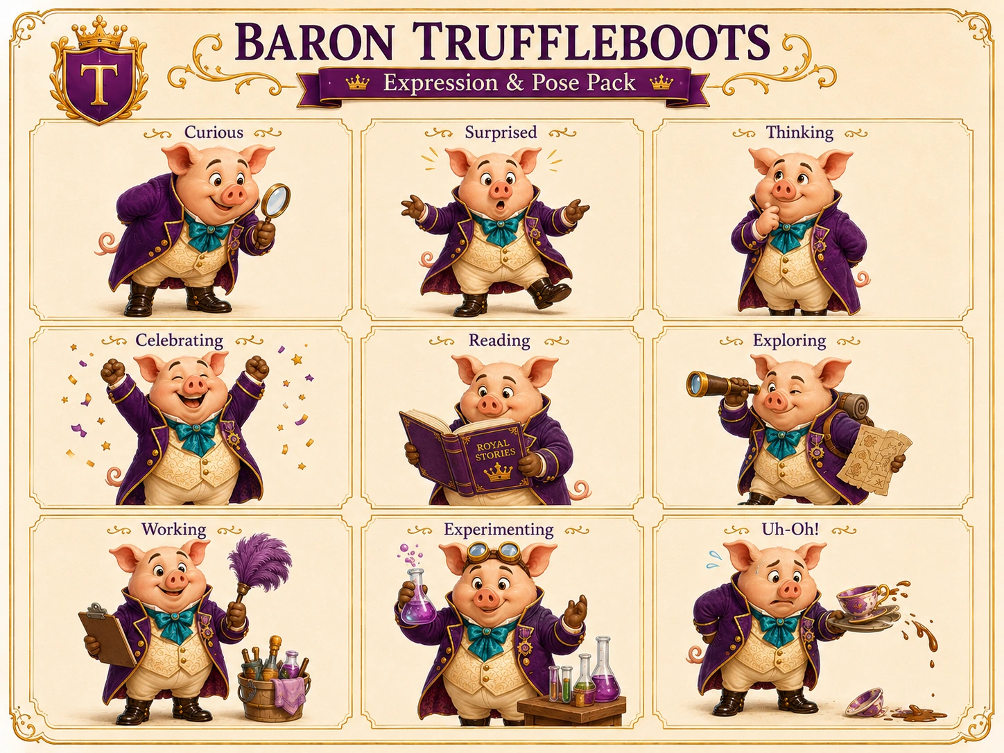 Baron Truffleboots expression and pose pack