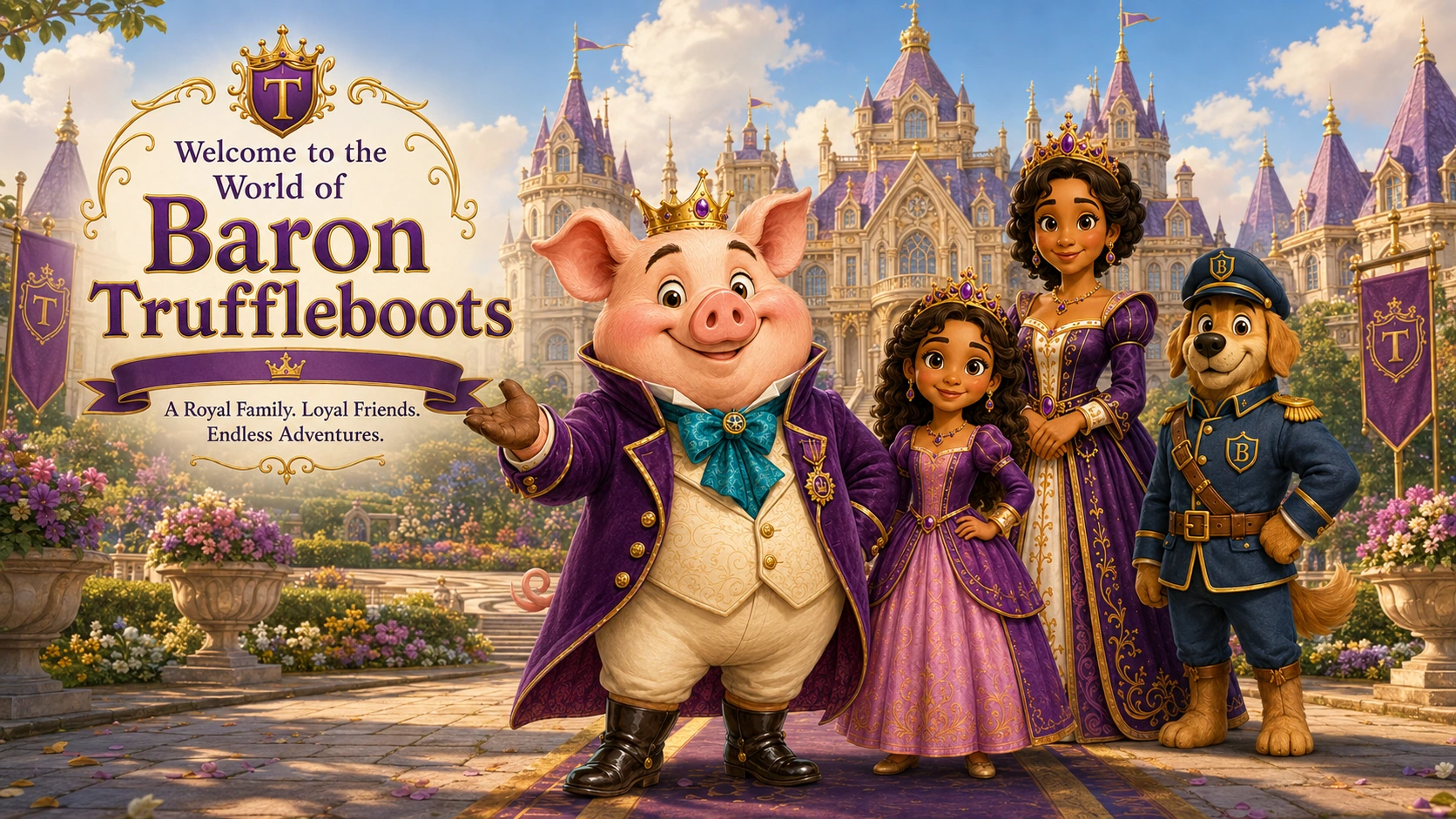 Welcome to the World of Baron Truffleboots — A Royal Family. Loyal Friends. Endless Adventures.
