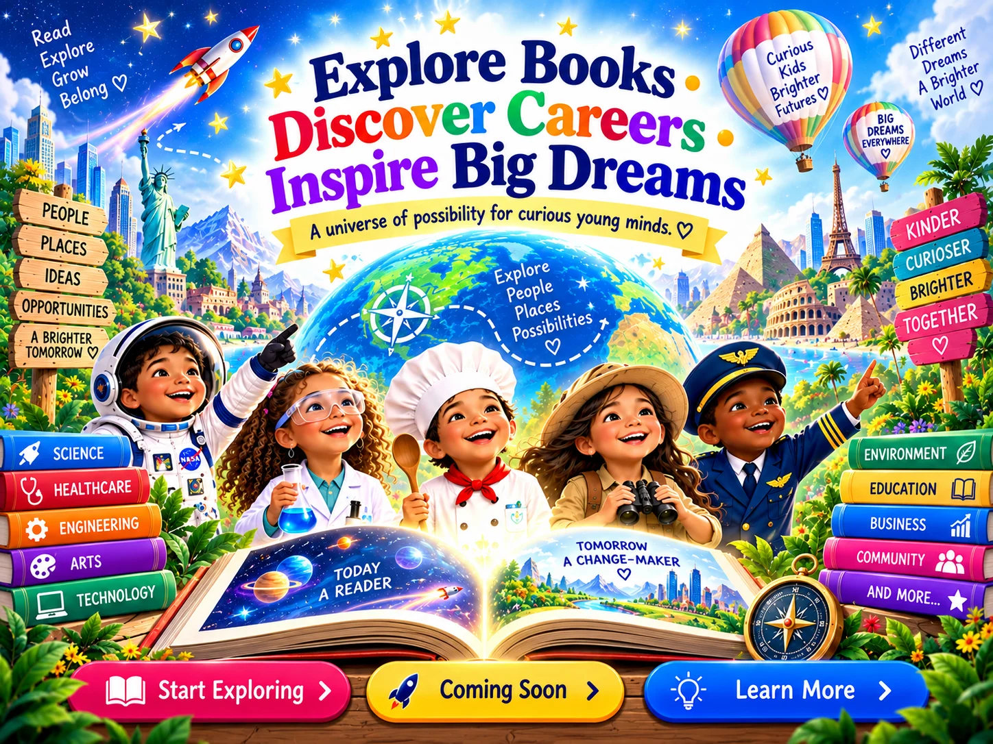 Explore Books. Discover Careers. Inspire Big Dreams. A universe of possibility for curious young minds.