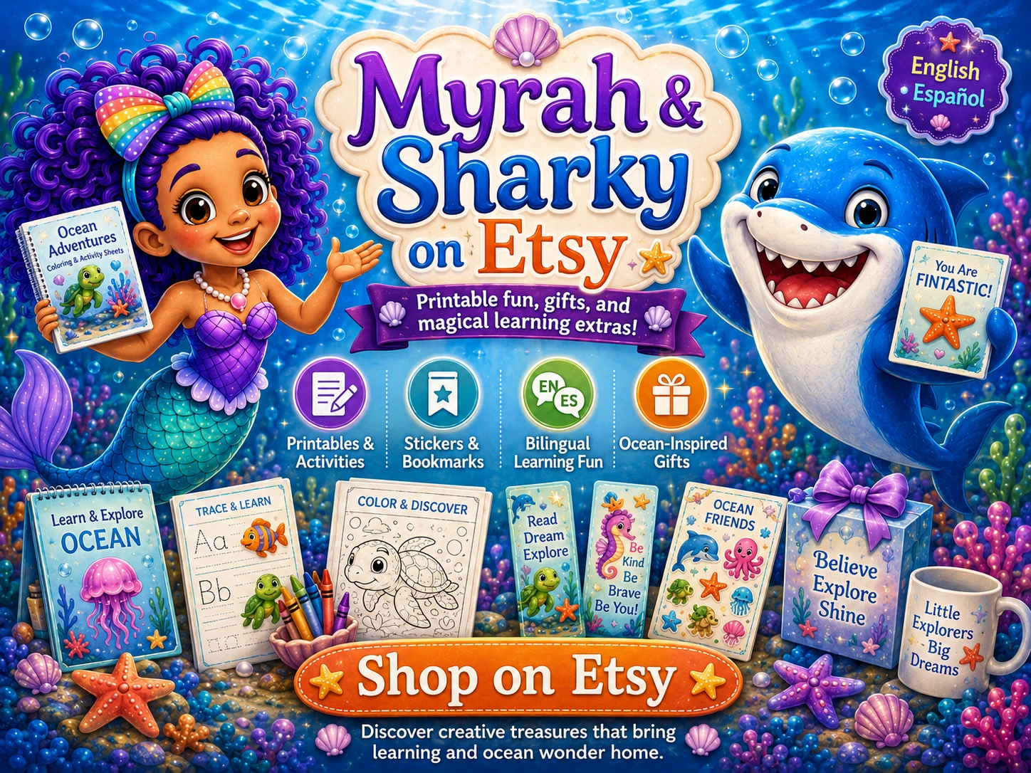 Myrah and Sharky activities and products on Etsy