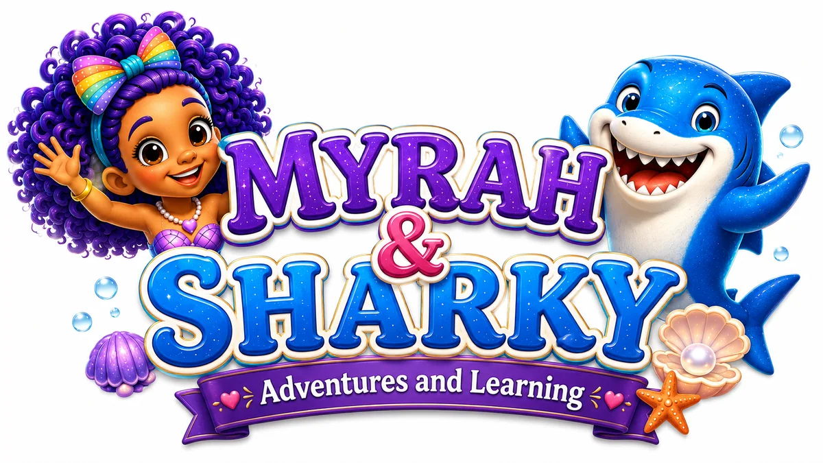 Myrah and Sharky Adventures and Learning logo
