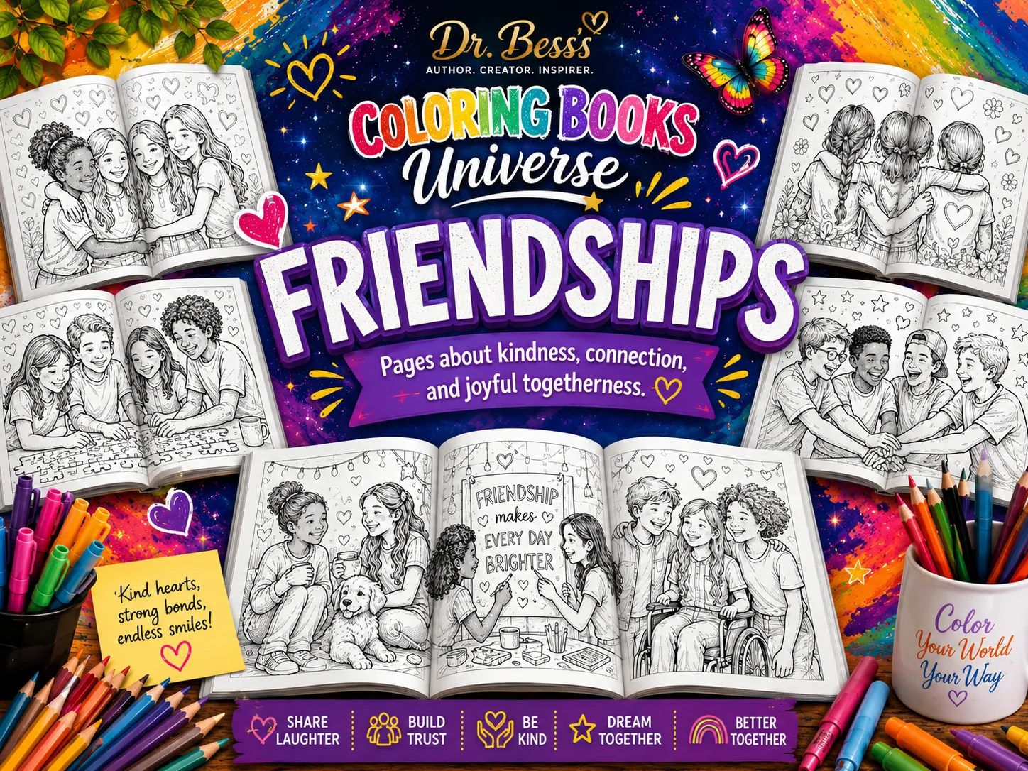 Friendships coloring books by Dr. Bess.