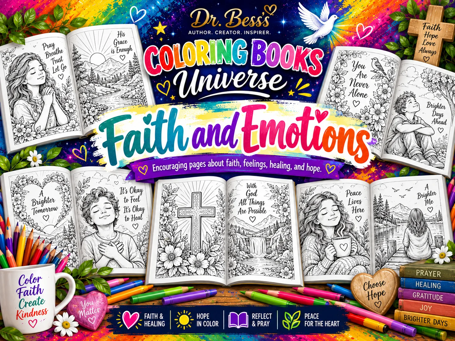 Faith and Emotions coloring books by Dr. Bess.